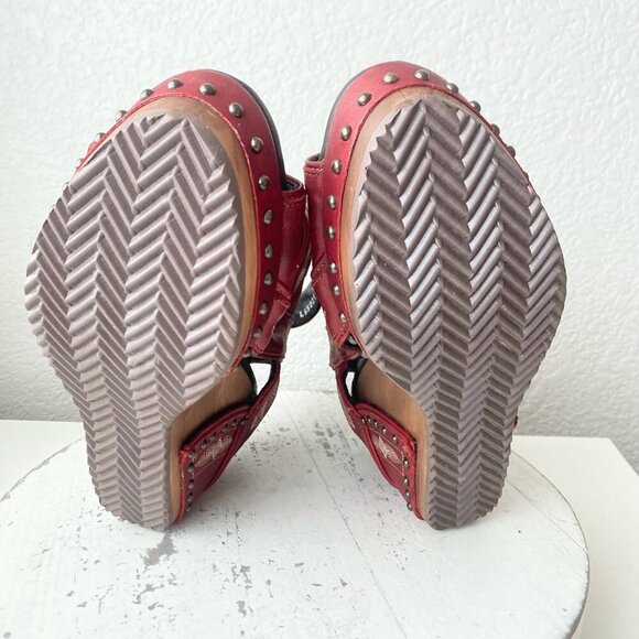 Lane Boots LEXINGTON Womens Red Wedges 9 Western Sandals Cowgirl Wooden Heels - Picture 8 of 11